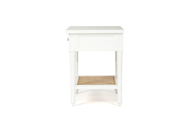 Demi Cane Bedside Table {White}