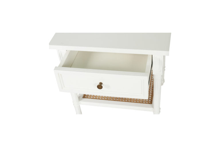 Demi Cane Bedside Table {White}