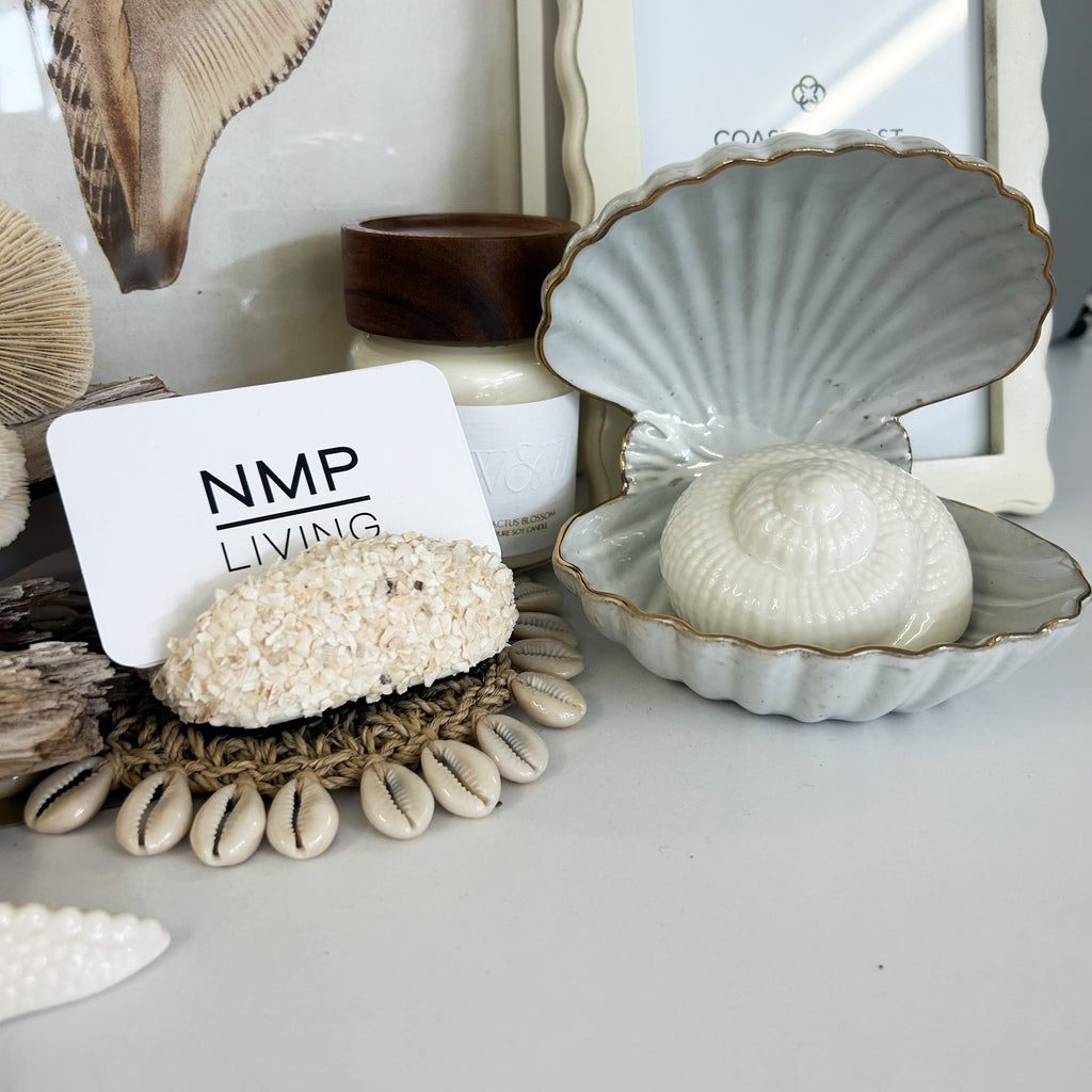 Pearl Ceramic Oyster Shell Bowl