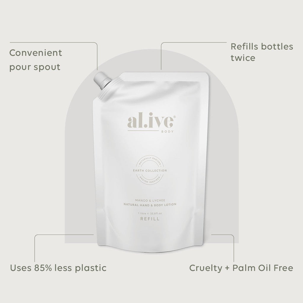 al.ive body - Mango & Lychee - Lotion Refill - 1L