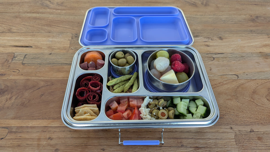 PureBento – Stainless Steel Bento Box with 5 Compartments & Bonus Containers [Purple]