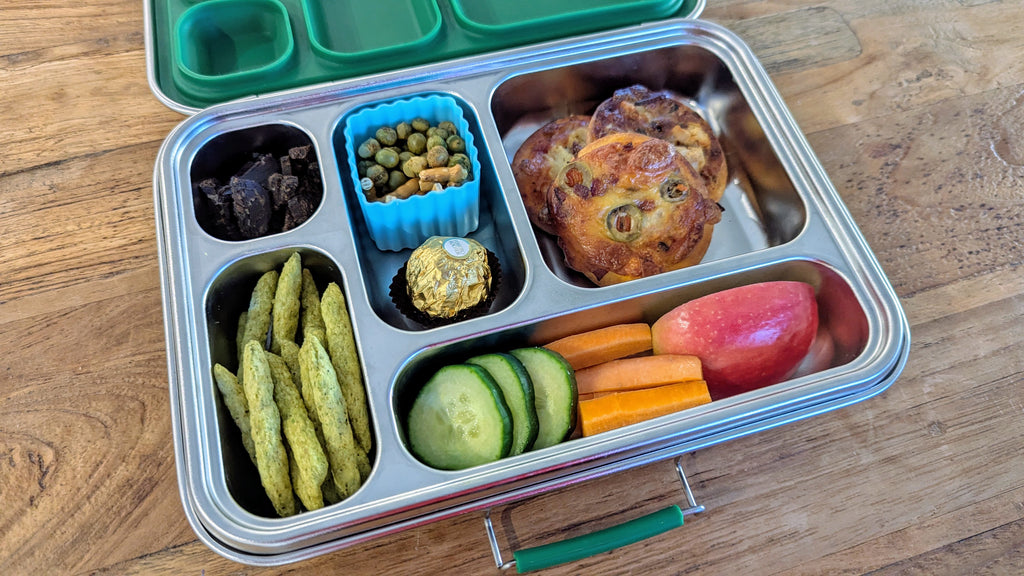 PureBento – Stainless Steel Bento Box with 5 Compartments & Bonus Containers [Green]