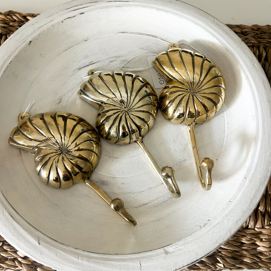 Brass Nautical Shell Wall Hook