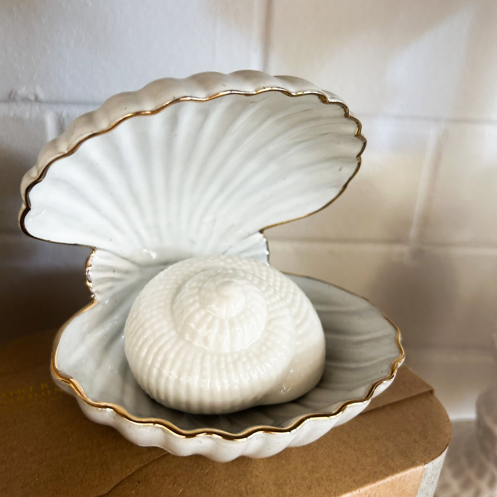 Pearl Ceramic Oyster Shell Bowl