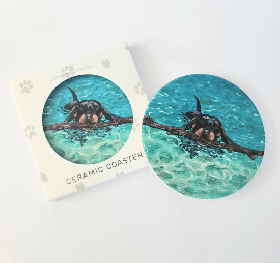 Caroline Hazel Artist - Beach Dogs Coasters