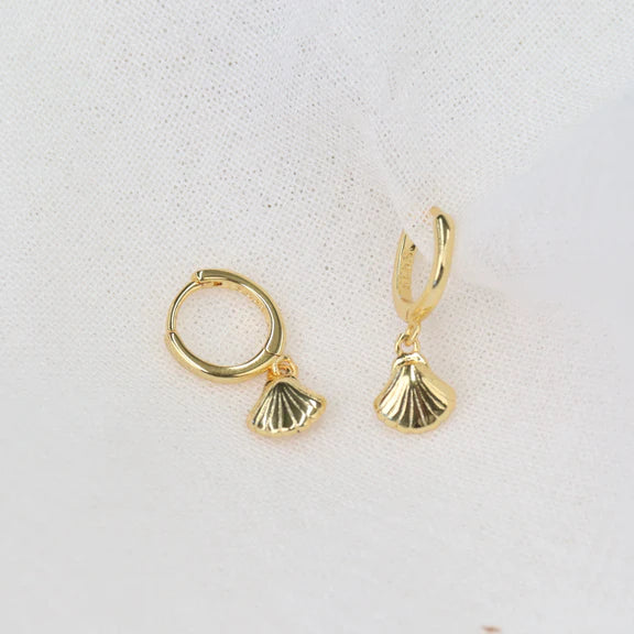 BLC Jewellery - Lanta | 18K Gold Plated Shell Huggie Earrings