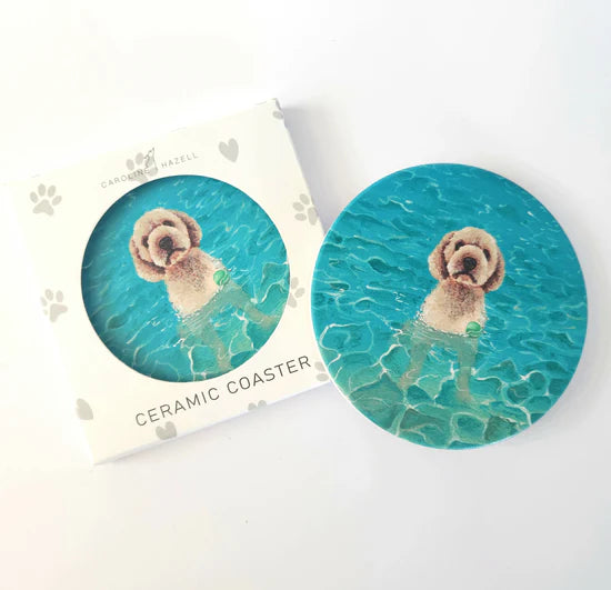 Caroline Hazel Artist - Beach Dogs Coasters