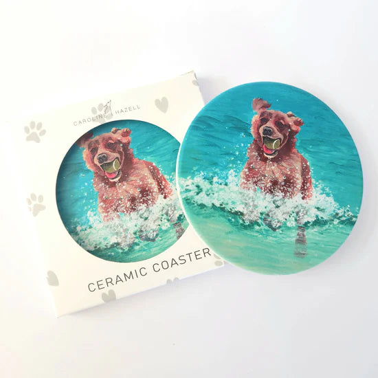 Caroline Hazel Artist - Beach Dogs Coasters