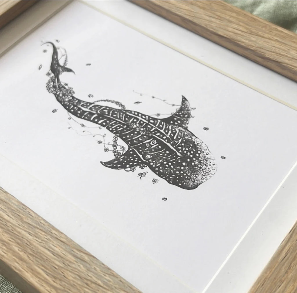 Lorraine Angelina Designs - Floral Whale Shark Print