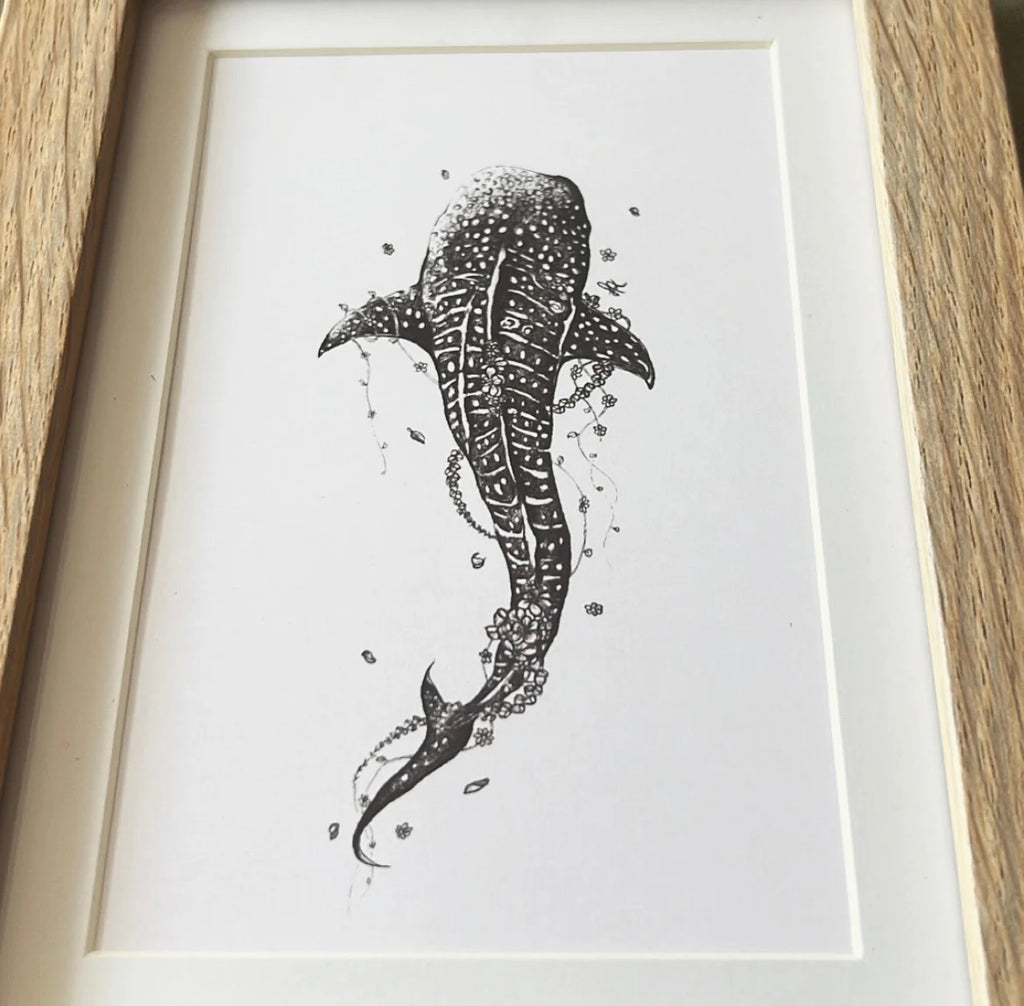 Lorraine Angelina Designs - Floral Whale Shark Print