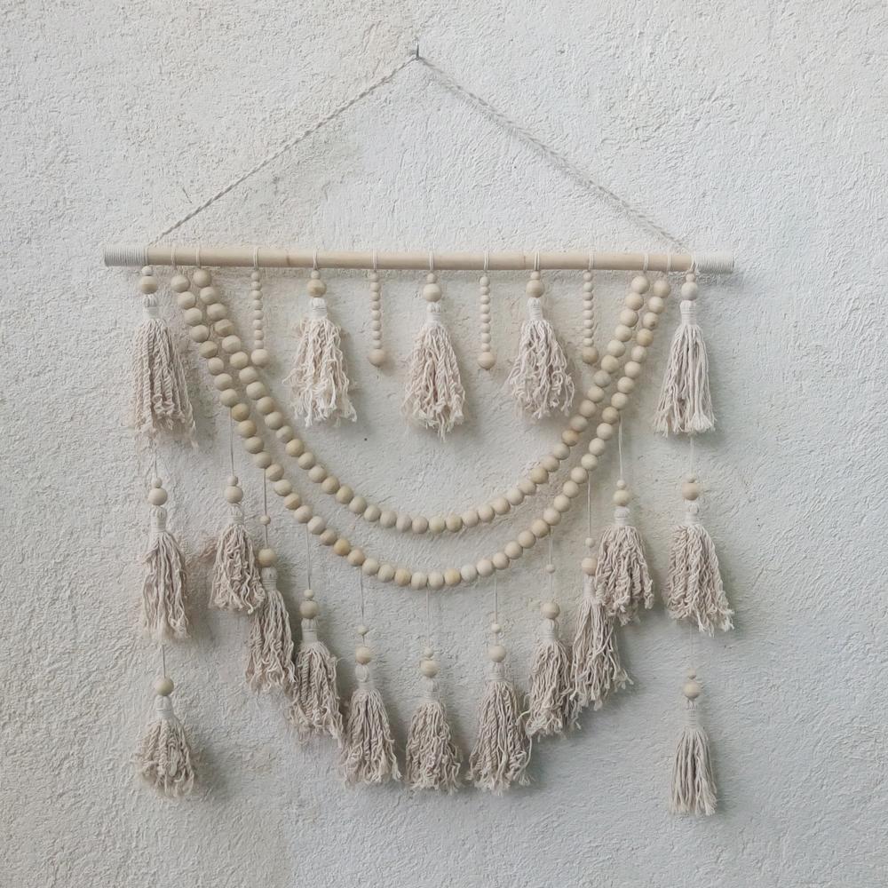 Boho Beaded Macrame Wall Hanging