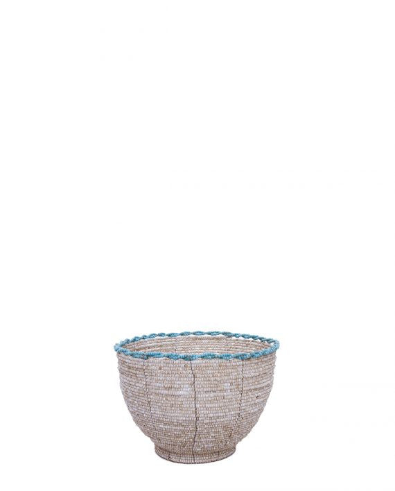 Beaded Candy Bowl (Natural with Turquoise)