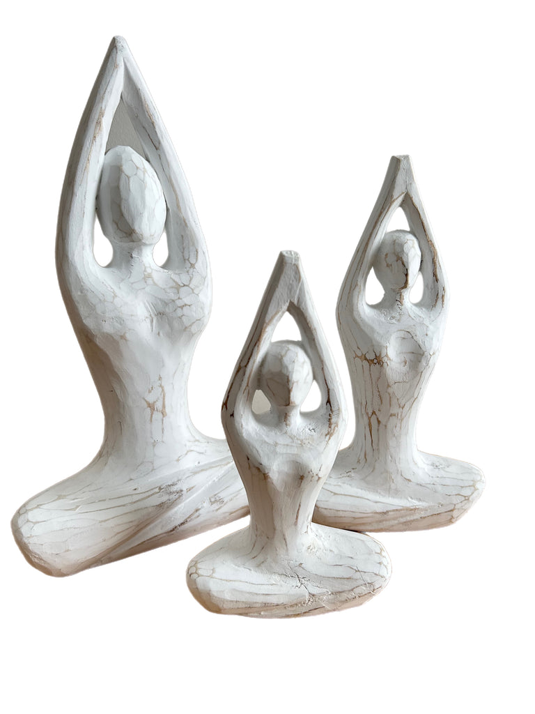 Carved Yoga Statue [Three Sizes or Set of Three]