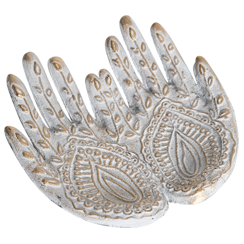 Receiving Hands Dish - White / Gold