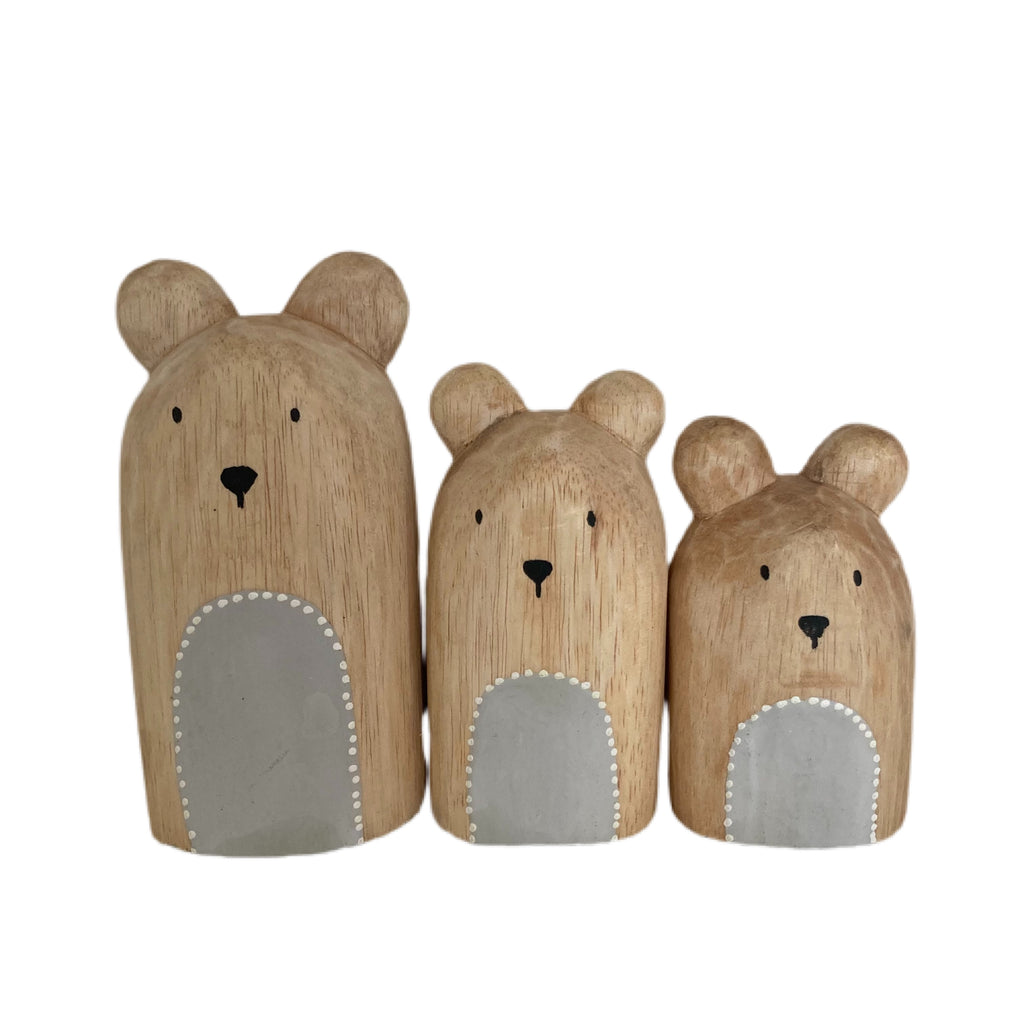 Wooden Bears - Set of 3 [Grey]