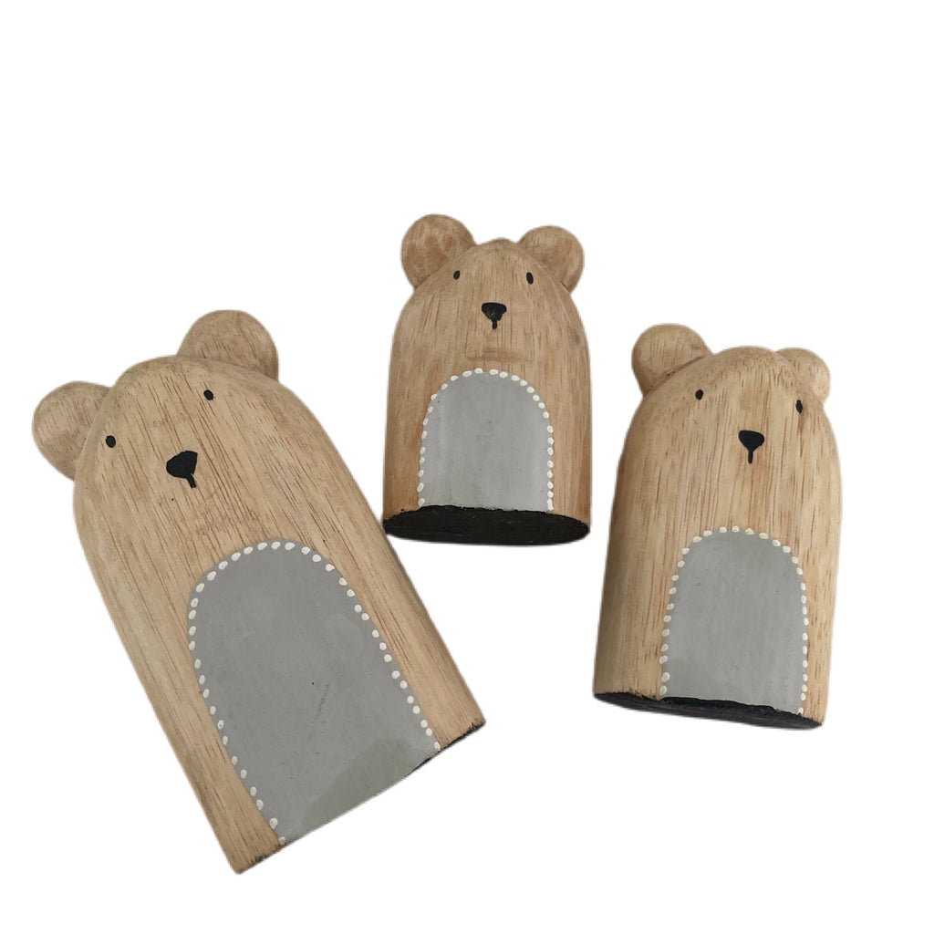 Wooden Bears - Set of 3 [Grey]