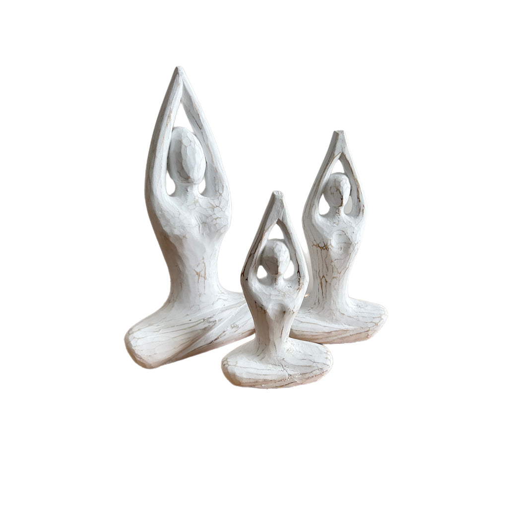 Carved Yoga Statue [Three Sizes or Set of Three]