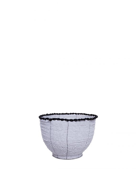 Beaded Candy Bowl (White with Black Trim)